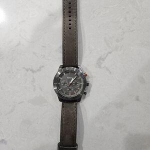 Fossil Gray Leather Strap Watch